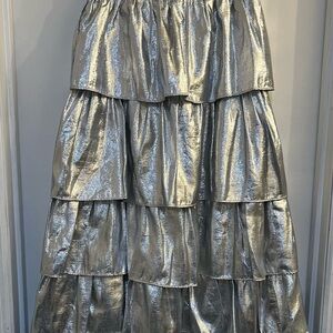 Antonio Melani x Born On Fifth Aurelia Metallic Tiered Midi Skirt Sz 4 Holiday